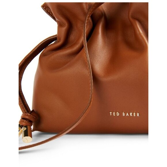 Ted Baker MYLOO Boho Brown Leather Drawstring Crossbody Bucket Bag - Picture 3 of 16